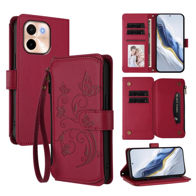 Butterfly Love Flower Multi-card Zipper Wallet Leather Phone Case, For vivo V40 Lite 5G / V30e 5G, For vivo S19, For vivo Y28 4G Global