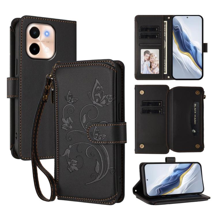Butterfly Love Flower Multi-card Zipper Wallet Leather Phone Case, For vivo V40 Lite 5G / V30e 5G, For vivo S19, For vivo Y28 4G Global