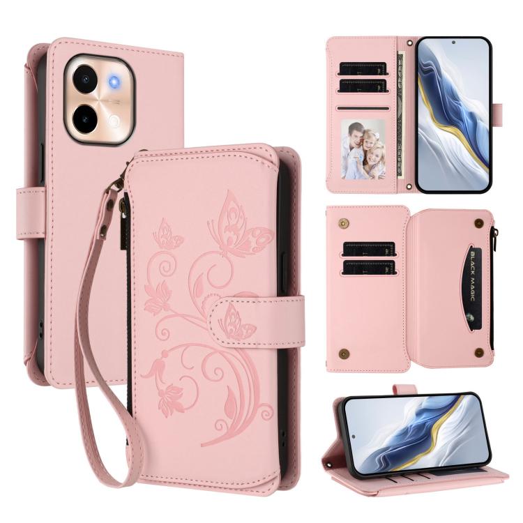 Butterfly Love Flower Multi-card Zipper Wallet Leather Phone Case, For vivo V40 Lite 5G / V30e 5G, For vivo S19, For vivo Y28 4G Global
