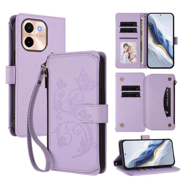 Butterfly Love Flower Multi-card Zipper Wallet Leather Phone Case, For vivo V40 Lite 5G / V30e 5G, For vivo S19, For vivo Y28 4G Global