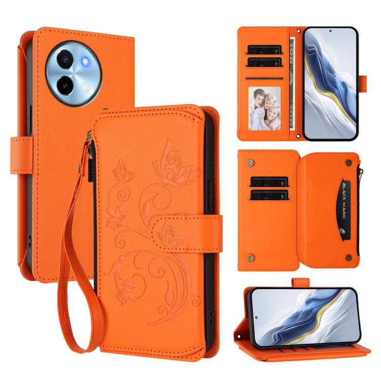 Butterfly Love Flower Multi-card Zipper Wallet Leather Phone Case, For vivo Y38 5G Global / T3X 5G, For vivo X100 Pro / X100s Pro, For vivo X100s 5G