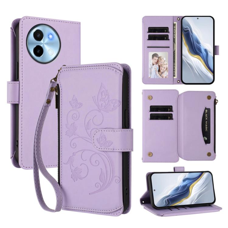 Butterfly Love Flower Multi-card Zipper Wallet Leather Phone Case, For vivo Y38 5G Global / T3X 5G, For vivo X100 Pro / X100s Pro, For vivo X100s 5G