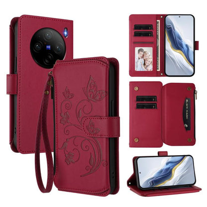Butterfly Love Flower Multi-card Zipper Wallet Leather Phone Case, For vivo Y38 5G Global / T3X 5G, For vivo X100 Pro / X100s Pro, For vivo X100s 5G