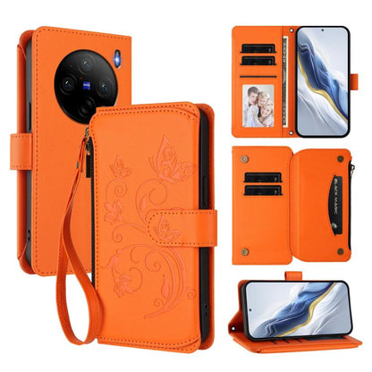 Butterfly Love Flower Multi-card Zipper Wallet Leather Phone Case, For vivo Y38 5G Global / T3X 5G, For vivo X100 Pro / X100s Pro, For vivo X100s 5G