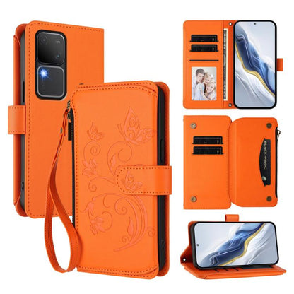 Butterfly Love Flower Multi-card Zipper Wallet Leather Phone Case, For vivo iQOO Z9x, For vivo iQOO Neo Z9 / Z9 Pro Turbo 5G, For vivo S18 / S18 Pro 5G / V30 Pro