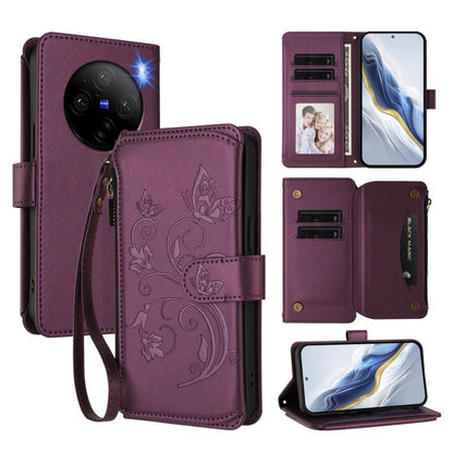 Butterfly Love Flower Multi-card Zipper Wallet Leather Phone Case, For vivo X100 5G, For vivo S17 / S17 Pro 5G / S17t 5G, For vivo Y27 4G 2023 Global / Y35M+