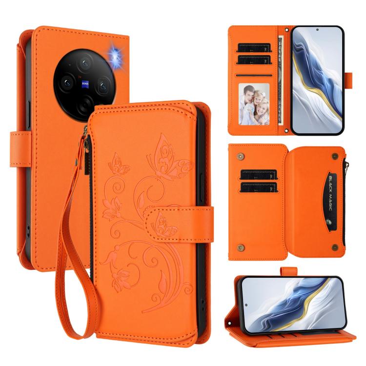 Butterfly Love Flower Multi-card Zipper Wallet Leather Phone Case, For vivo X100 5G, For vivo S17 / S17 Pro 5G / S17t 5G, For vivo Y27 4G 2023 Global / Y35M+