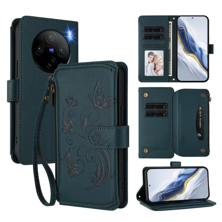 Butterfly Love Flower Multi-card Zipper Wallet Leather Phone Case, For vivo X100 5G, For vivo S17 / S17 Pro 5G / S17t 5G, For vivo Y27 4G 2023 Global / Y35M+