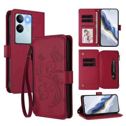 Butterfly Love Flower Multi-card Zipper Wallet Leather Phone Case, For vivo X100 5G, For vivo S17 / S17 Pro 5G / S17t 5G, For vivo Y27 4G 2023 Global / Y35M+
