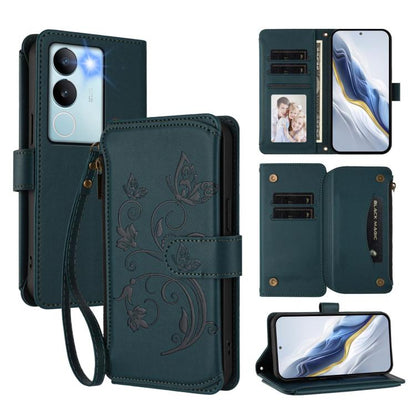 Butterfly Love Flower Multi-card Zipper Wallet Leather Phone Case, For vivo X100 5G, For vivo S17 / S17 Pro 5G / S17t 5G, For vivo Y27 4G 2023 Global / Y35M+