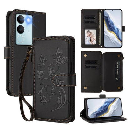 Butterfly Love Flower Multi-card Zipper Wallet Leather Phone Case, For vivo X100 5G, For vivo S17 / S17 Pro 5G / S17t 5G, For vivo Y27 4G 2023 Global / Y35M+