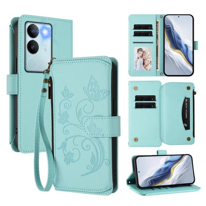 Butterfly Love Flower Multi-card Zipper Wallet Leather Phone Case, For vivo X100 5G, For vivo S17 / S17 Pro 5G / S17t 5G, For vivo Y27 4G 2023 Global / Y35M+