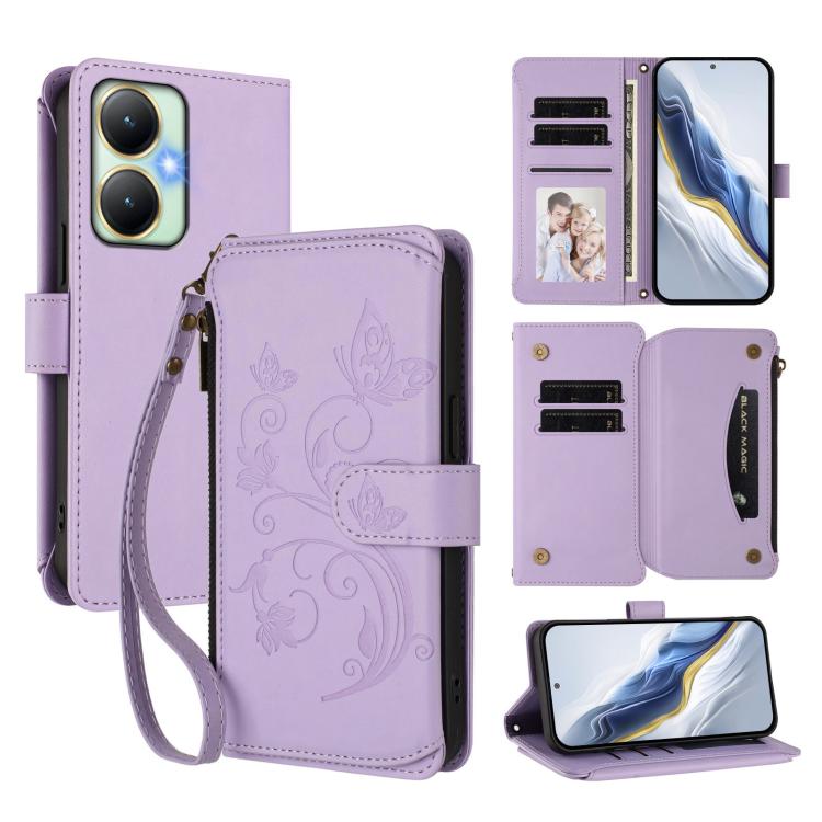 Butterfly Love Flower Multi-card Zipper Wallet Leather Phone Case, For vivo X100 5G, For vivo S17 / S17 Pro 5G / S17t 5G, For vivo Y27 4G 2023 Global / Y35M+