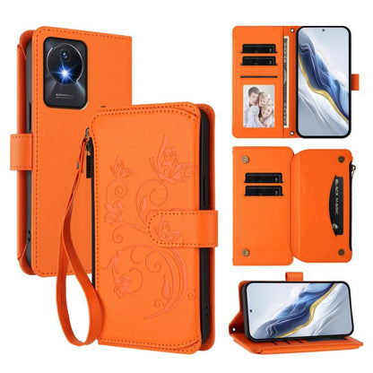 Butterfly Love Flower Multi-card Zipper Wallet Leather Phone Case, For vivo Y02A 4G / Y11 2023 / Y02t, For vivo Y78+ 5G Global / V29 Lite, For vivo Y100 India / Y100A Global