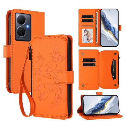 Butterfly Love Flower Multi-card Zipper Wallet Leather Phone Case, For vivo Y02A 4G / Y11 2023 / Y02t, For vivo Y78+ 5G Global / V29 Lite, For vivo Y100 India / Y100A Global