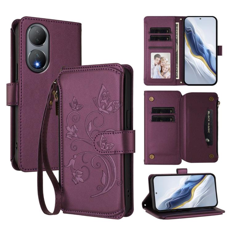 Butterfly Love Flower Multi-card Zipper Wallet Leather Phone Case, For vivo Y02A 4G / Y11 2023 / Y02t, For vivo Y78+ 5G Global / V29 Lite, For vivo Y100 India / Y100A Global