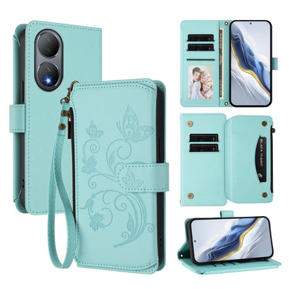 Butterfly Love Flower Multi-card Zipper Wallet Leather Phone Case, For vivo Y02A 4G / Y11 2023 / Y02t, For vivo Y78+ 5G Global / V29 Lite, For vivo Y100 India / Y100A Global
