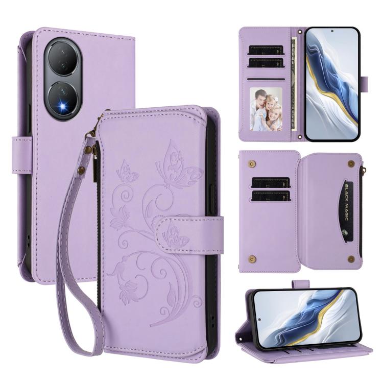 Butterfly Love Flower Multi-card Zipper Wallet Leather Phone Case, For vivo Y02A 4G / Y11 2023 / Y02t, For vivo Y78+ 5G Global / V29 Lite, For vivo Y100 India / Y100A Global