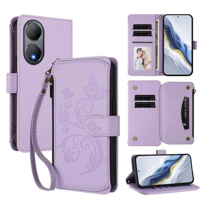 Butterfly Love Flower Multi-card Zipper Wallet Leather Phone Case, For vivo Y02A 4G / Y11 2023 / Y02t, For vivo Y78+ 5G Global / V29 Lite, For vivo Y100 India / Y100A Global