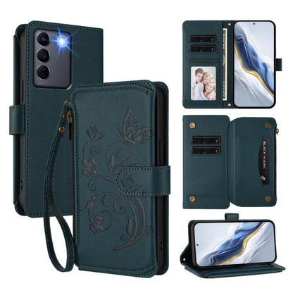 Butterfly Love Flower Multi-card Zipper Wallet Leather Phone Case, For vivo Y56 5G Global / Y16 4G Global, For vivo S16 / V27 5G / V27 Pro 5G, For vivo S16e 5G / V27e 4G / T2 4G