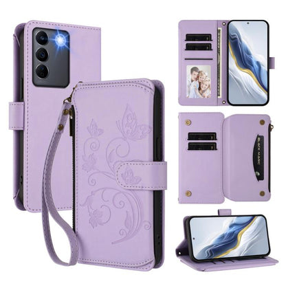 Butterfly Love Flower Multi-card Zipper Wallet Leather Phone Case, For vivo Y56 5G Global / Y16 4G Global, For vivo S16 / V27 5G / V27 Pro 5G, For vivo S16e 5G / V27e 4G / T2 4G