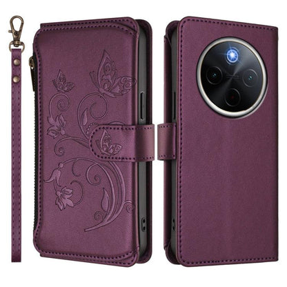 Butterfly Love Flower Multi-card Zipper Wallet Leather Phone Case, For vivo Y300 Pro+ 5G / iQOO Z10 5G, For vivo Y29 4G Global / T4x 5G, For vivo V50 5G Global / V50e 5G