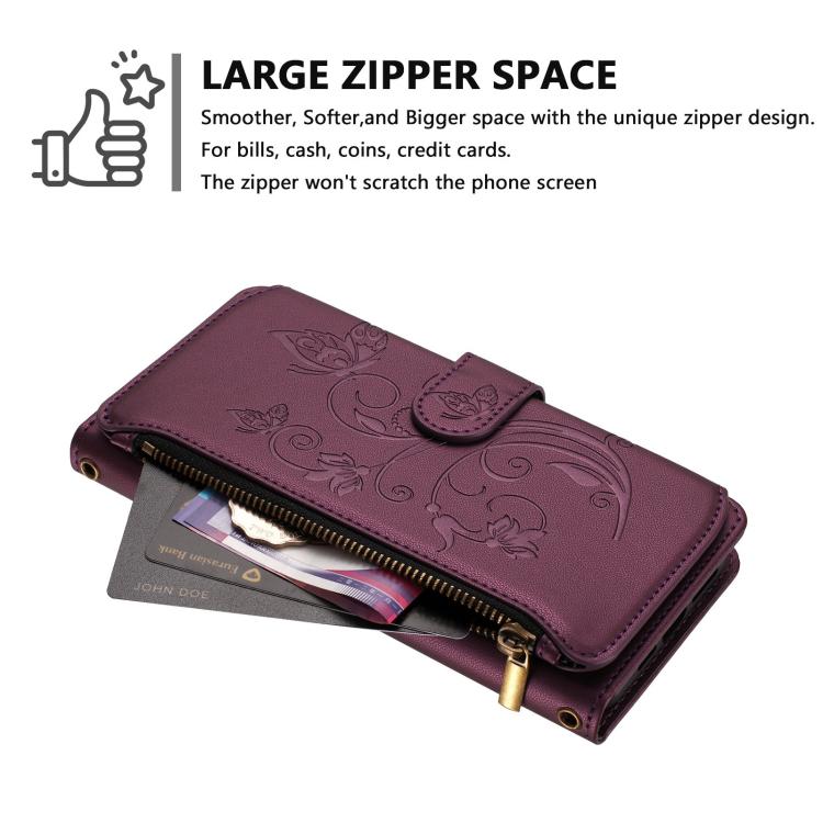 Butterfly Love Flower Multi-card Zipper Wallet Leather Phone Case, For vivo Y300 Pro+ 5G / iQOO Z10 5G, For vivo Y29 4G Global / T4x 5G, For vivo V50 5G Global / V50e 5G