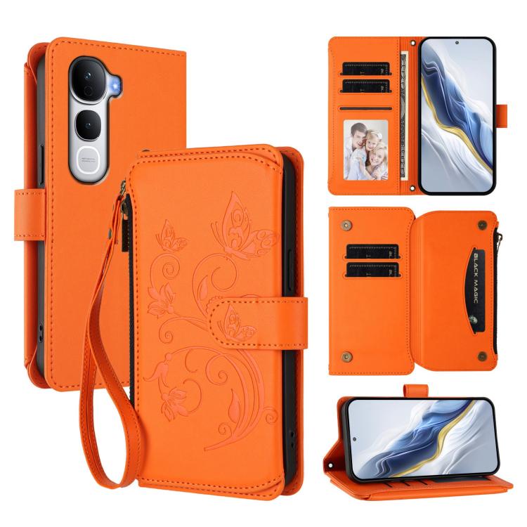 Butterfly Love Flower Multi-card Zipper Wallet Leather Phone Case, For vivo iQOO Neo 10+, For vivo V60 5G Curved Global, For vivo Y400 Pro 5G