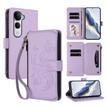 Butterfly Love Flower Multi-card Zipper Wallet Leather Phone Case, For vivo iQOO Neo 10+, For vivo V60 5G Curved Global, For vivo Y400 Pro 5G