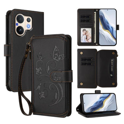 Butterfly Love Flower Multi-card Zipper Wallet Leather Phone Case, For vivo iQOO Neo 10+, For vivo V60 5G Curved Global, For vivo Y400 Pro 5G