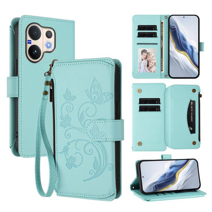 Butterfly Love Flower Multi-card Zipper Wallet Leather Phone Case, For vivo iQOO Neo 10+, For vivo V60 5G Curved Global, For vivo Y400 Pro 5G