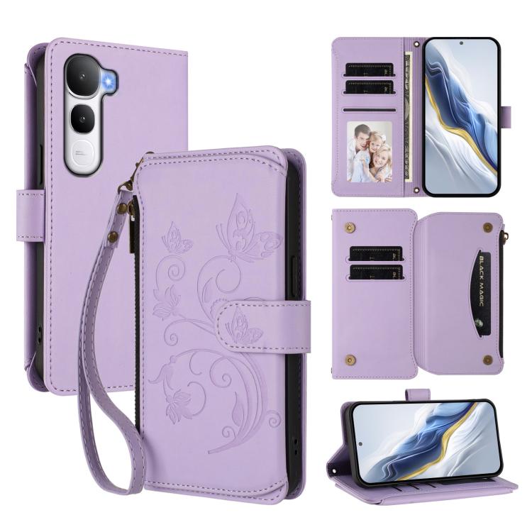 Butterfly Love Flower Multi-card Zipper Wallet Leather Phone Case, For vivo V60 Lite 5G Global, For vivo Y400 5G Global, For vivo Y400 4G