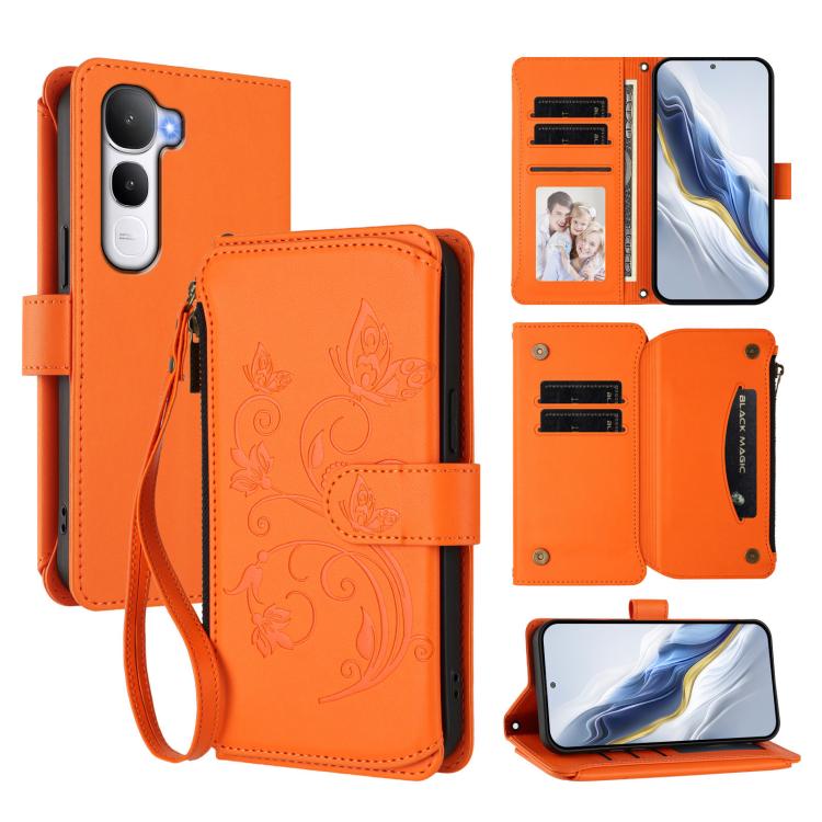 Butterfly Love Flower Multi-card Zipper Wallet Leather Phone Case, For vivo V60 Lite 5G Global, For vivo Y400 5G Global, For vivo Y400 4G