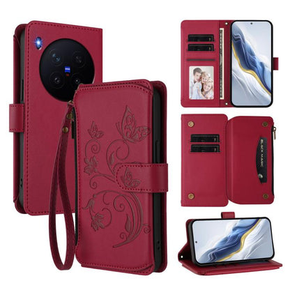 Butterfly Love Flower Multi-card Zipper Wallet Leather Phone Case, For vivo X300 Pro, For vivo X300, For vivo Y31 5G Global