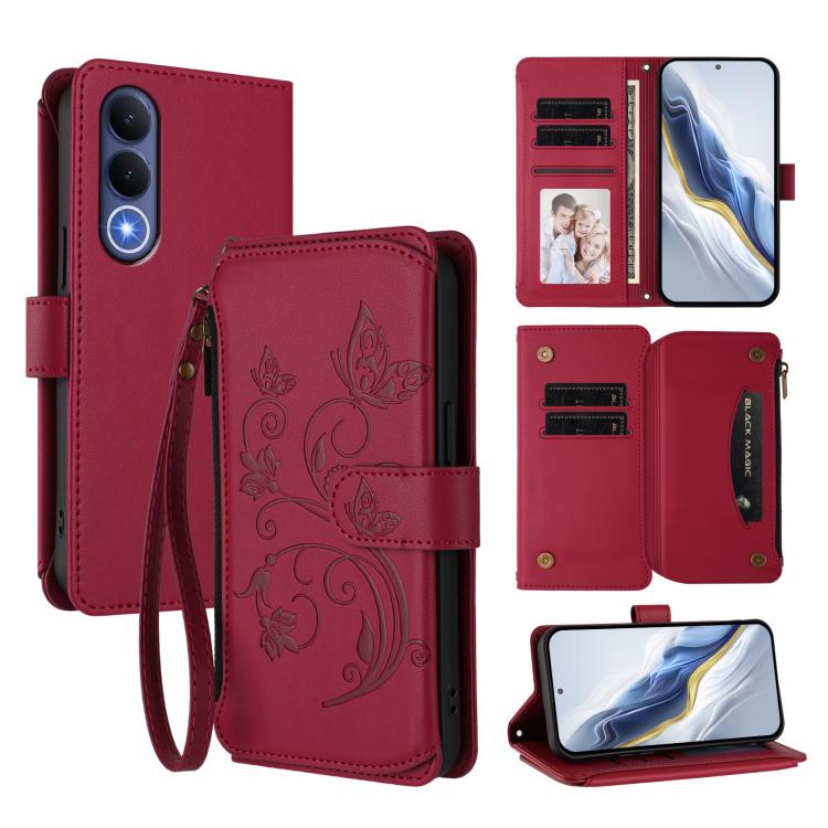Butterfly Love Flower Multi-card Zipper Wallet Leather Phone Case, For vivo S50 Pro mini / X300 FE 5G Russia, For vivo Y21 5G 2026 / Y05 4G, For vivo V70 FE 5G