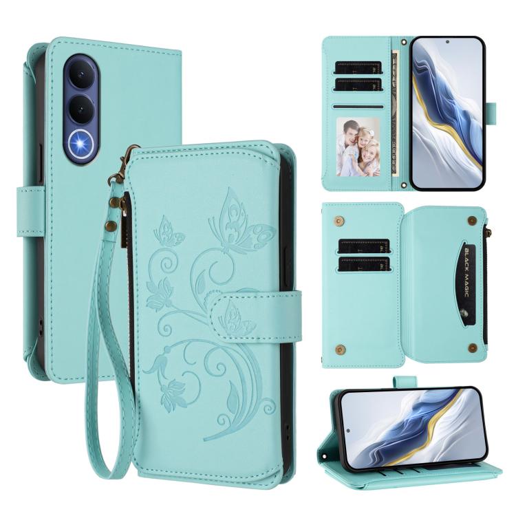 Butterfly Love Flower Multi-card Zipper Wallet Leather Phone Case, For vivo S50 Pro mini / X300 FE 5G Russia, For vivo Y21 5G 2026 / Y05 4G, For vivo V70 FE 5G