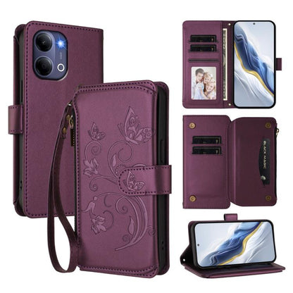 Butterfly Love Flower Multi-card Zipper Wallet Leather Phone Case, For vivo S50 Pro mini / X300 FE 5G Russia, For vivo Y21 5G 2026 / Y05 4G, For vivo V70 FE 5G