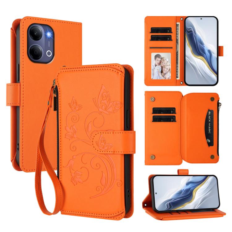 Butterfly Love Flower Multi-card Zipper Wallet Leather Phone Case, For vivo S50 Pro mini / X300 FE 5G Russia, For vivo Y21 5G 2026 / Y05 4G, For vivo V70 FE 5G