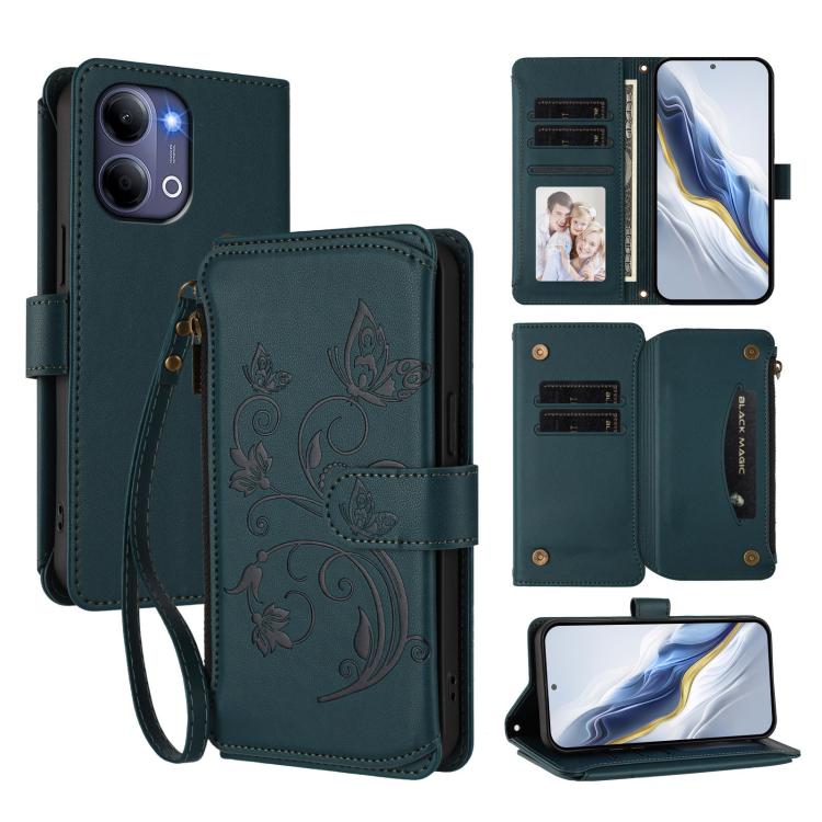 Butterfly Love Flower Multi-card Zipper Wallet Leather Phone Case, For vivo S50 Pro mini / X300 FE 5G Russia, For vivo Y21 5G 2026 / Y05 4G, For vivo V70 FE 5G