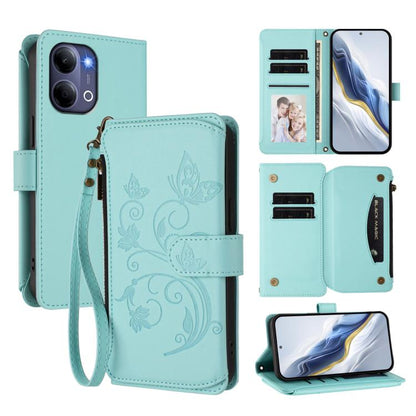 Butterfly Love Flower Multi-card Zipper Wallet Leather Phone Case, For vivo S50 Pro mini / X300 FE 5G Russia, For vivo Y21 5G 2026 / Y05 4G, For vivo V70 FE 5G