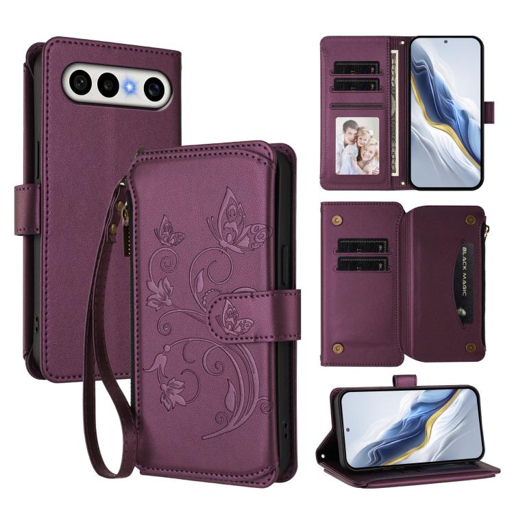 Butterfly Love Flower Multi-card Zipper Wallet Leather Phone Case, For vivo S50 Pro mini / X300 FE 5G Russia, For vivo Y21 5G 2026 / Y05 4G, For vivo V70 FE 5G