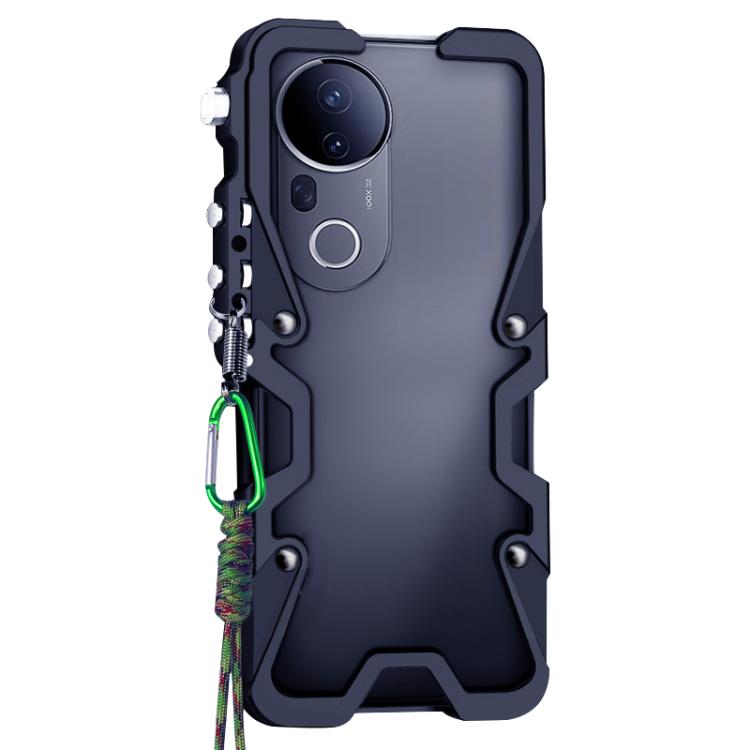 Trigger Design Hollow Metal Frame Phone Case with Lanyard, For vivo T4 Ultra 5G, For vivo Y300 GT, For vivo X200s, For vivo Y300 Pro+, For vivo Y300t, For vivo X200 Ultra, For vivo Y300i, For vivo Y300, For vivo X200, For vivo X200 Pro, For vivo Y300 P...