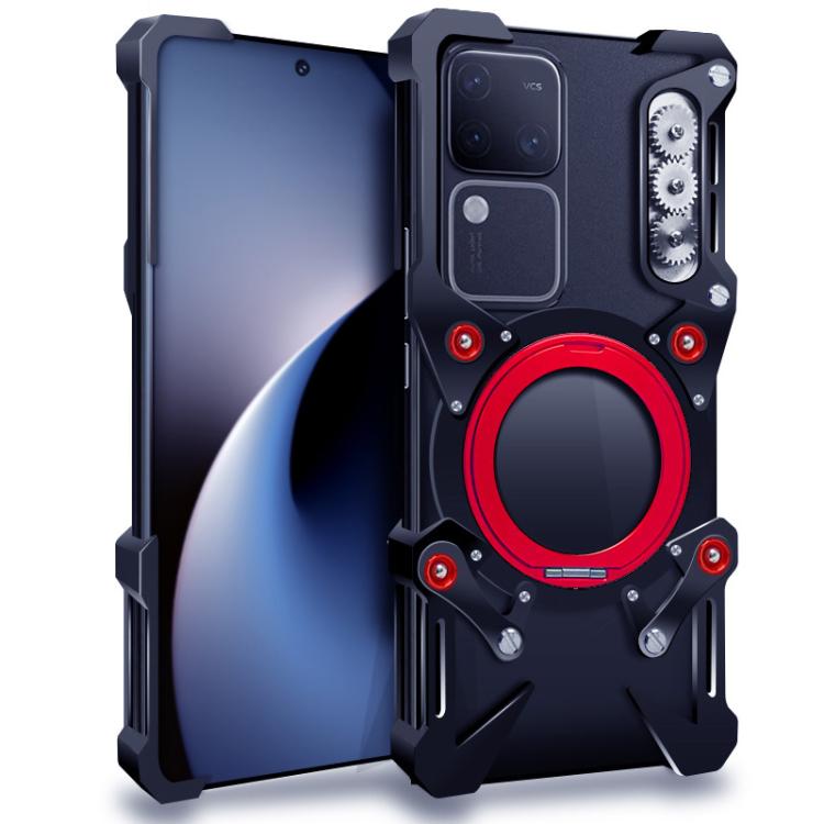 Rotating Bracket Hollow Metal Phone Case with Lanyard, For vivo S18 Pro, For vivo S18, For vivo X100 Pro, For vivo X100, For vivo S17 Pro, For vivo S17, For vivo S17e, For vivo S16 Pro, For vivo S16, For vivo X90 Pro, For vivo X90, For vivo X90 Pro+