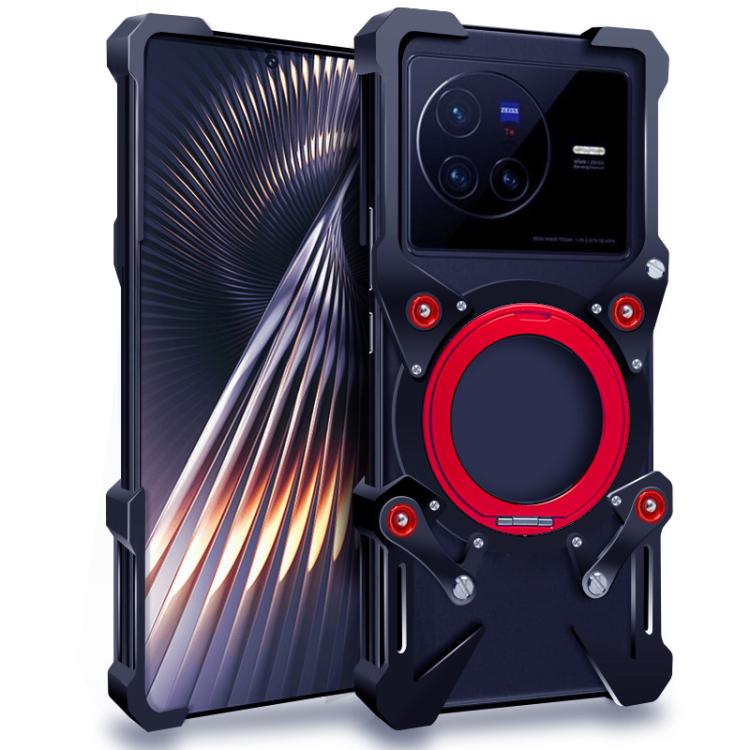 Rotating Bracket Hollow Metal Phone Case with Lanyard, For vivo X80 Pro, For vivo X80