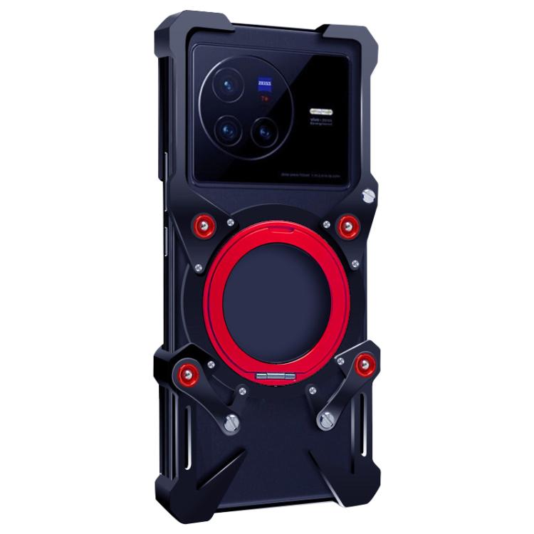 Rotating Bracket Hollow Metal Phone Case with Lanyard, For vivo X80 Pro, For vivo X80