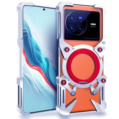 Rotating Bracket Hollow Metal Phone Case with Lanyard, For vivo X80 Pro, For vivo X80