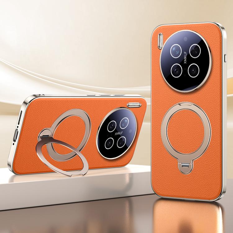 Skin Feel Leather Texture Cooling MagSafe Phone Case with 360 Degrees Rotating Holder, For vivo X300 Pro, For vivo X300 engski6123 OnePlus &amp; OPPO Accessories vivo X300 Pro X300 Pro Cases - APEXEL INDIA - Mobile Lens - Mobile Camera Lens - Cellphone Accessories - Phone Lens - Smartphone Lens