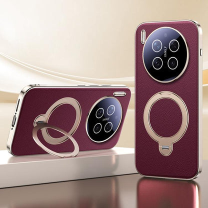 Skin Feel Leather Texture Cooling MagSafe Phone Case with 360 Degrees Rotating Holder, For vivo X300 Pro, For vivo X300 engski6123 OnePlus &amp; OPPO Accessories vivo X300 Pro X300 Pro Cases - APEXEL INDIA - Mobile Lens - Mobile Camera Lens - Cellphone Accessories - Phone Lens - Smartphone Lens