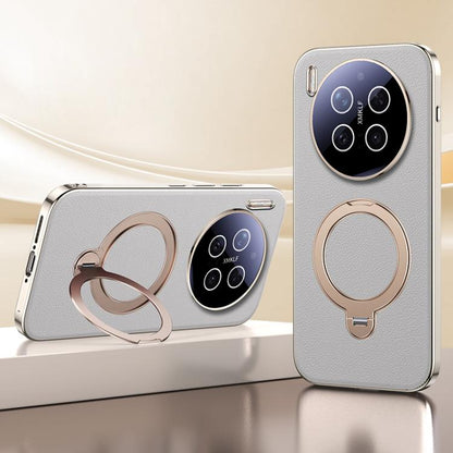 Skin Feel Leather Texture Cooling MagSafe Phone Case with 360 Degrees Rotating Holder, For vivo X300 Pro, For vivo X300 engski6123 OnePlus &amp; OPPO Accessories vivo X300 Pro X300 Pro Cases - APEXEL INDIA - Mobile Lens - Mobile Camera Lens - Cellphone Accessories - Phone Lens - Smartphone Lens