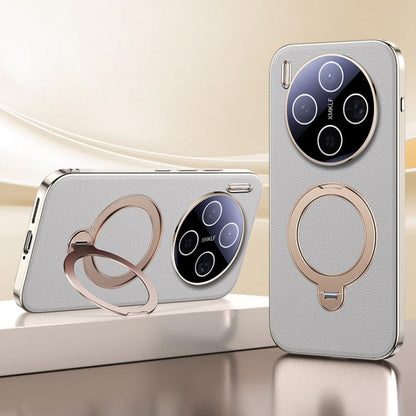 Skin Feel Leather Texture Cooling MagSafe Phone Case with 360 Degrees Rotating Holder, For vivo X300 Pro, For vivo X300 engski6123 OnePlus &amp; OPPO Accessories vivo X300 Pro X300 Pro Cases - APEXEL INDIA - Mobile Lens - Mobile Camera Lens - Cellphone Accessories - Phone Lens - Smartphone Lens